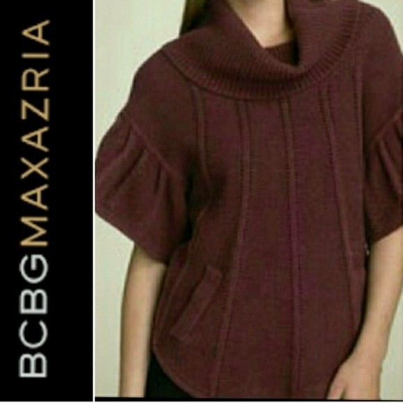 NWT BCBGMAXAZRIA SWEATER COWL NECK KNIT SHORT SLEEVE WOOL BLEND L WOMENS LARGE L - Picture 1 of 11